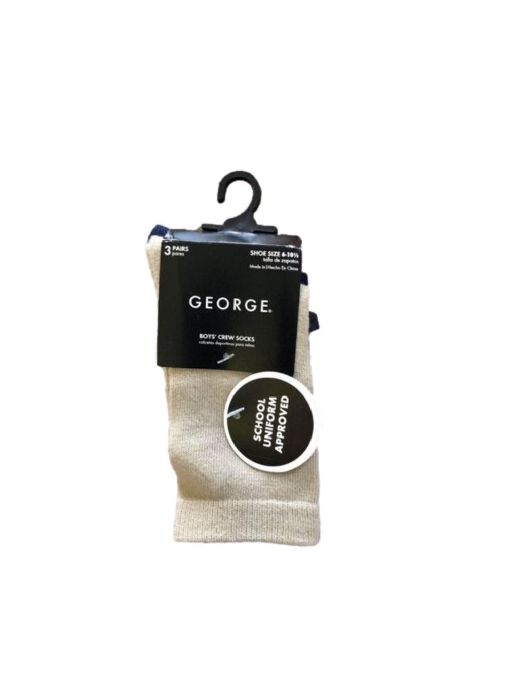 Boys Socks George Size 6-10 3 Pairs